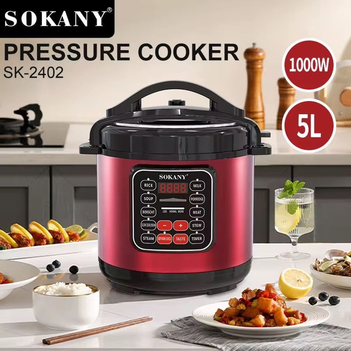 SOKANY - Olla A Presión Multifunción Digital Sokany 5L SK-2402
