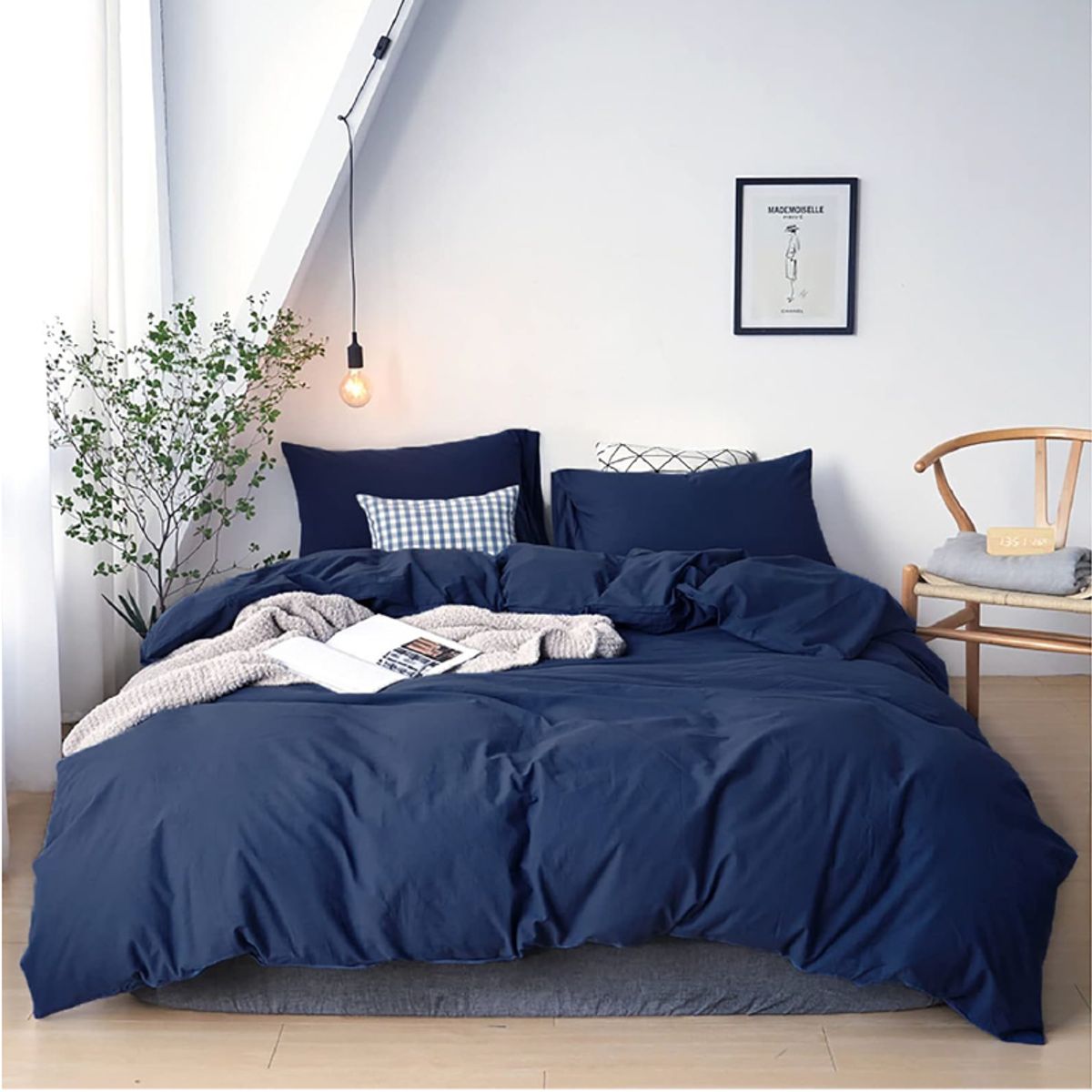 MY HOME STORE - Duvet 100% Algodón Semidoble + plumon - Azul
