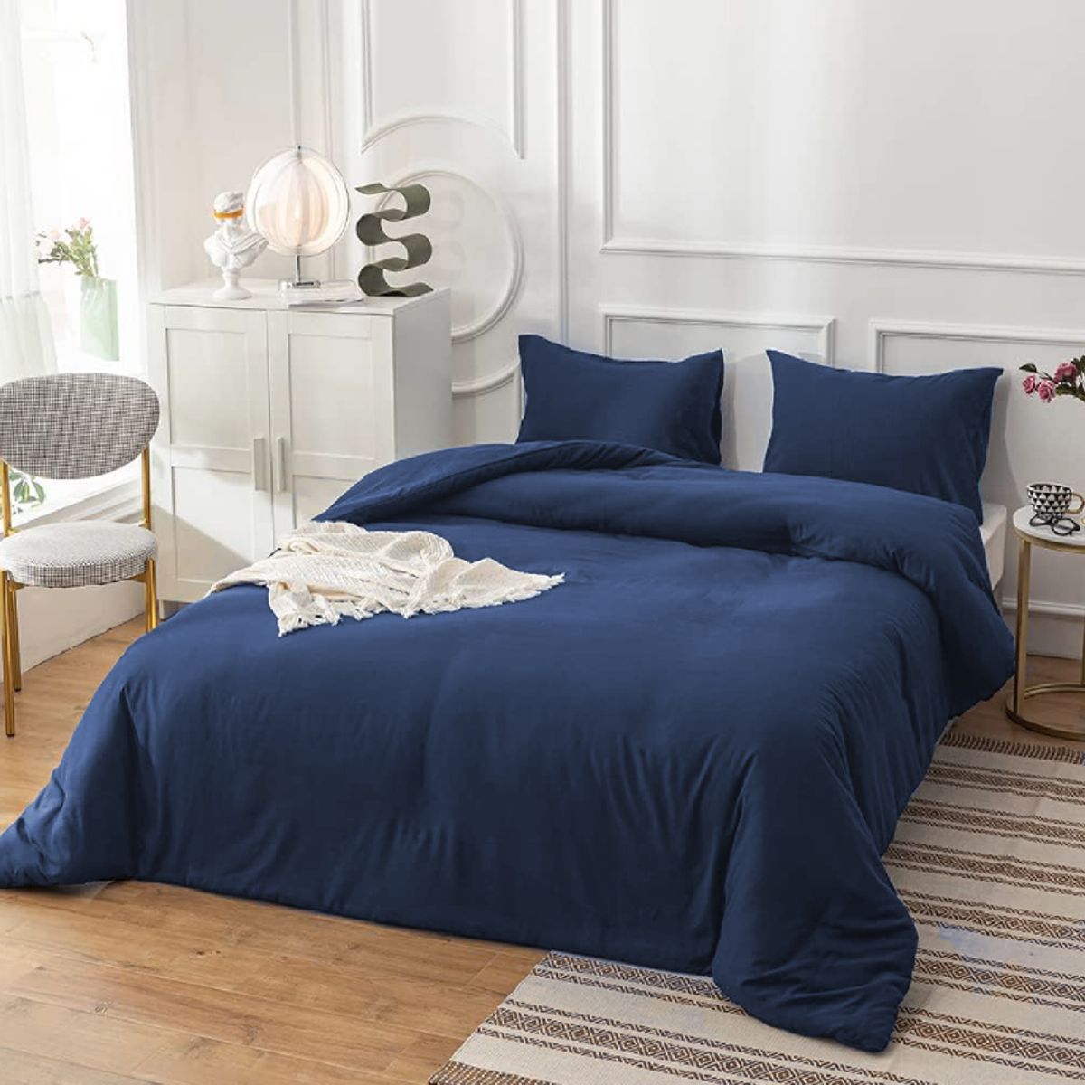 MY HOME STORE - Duvet 100% Algodón Semidoble + plumon - Azul