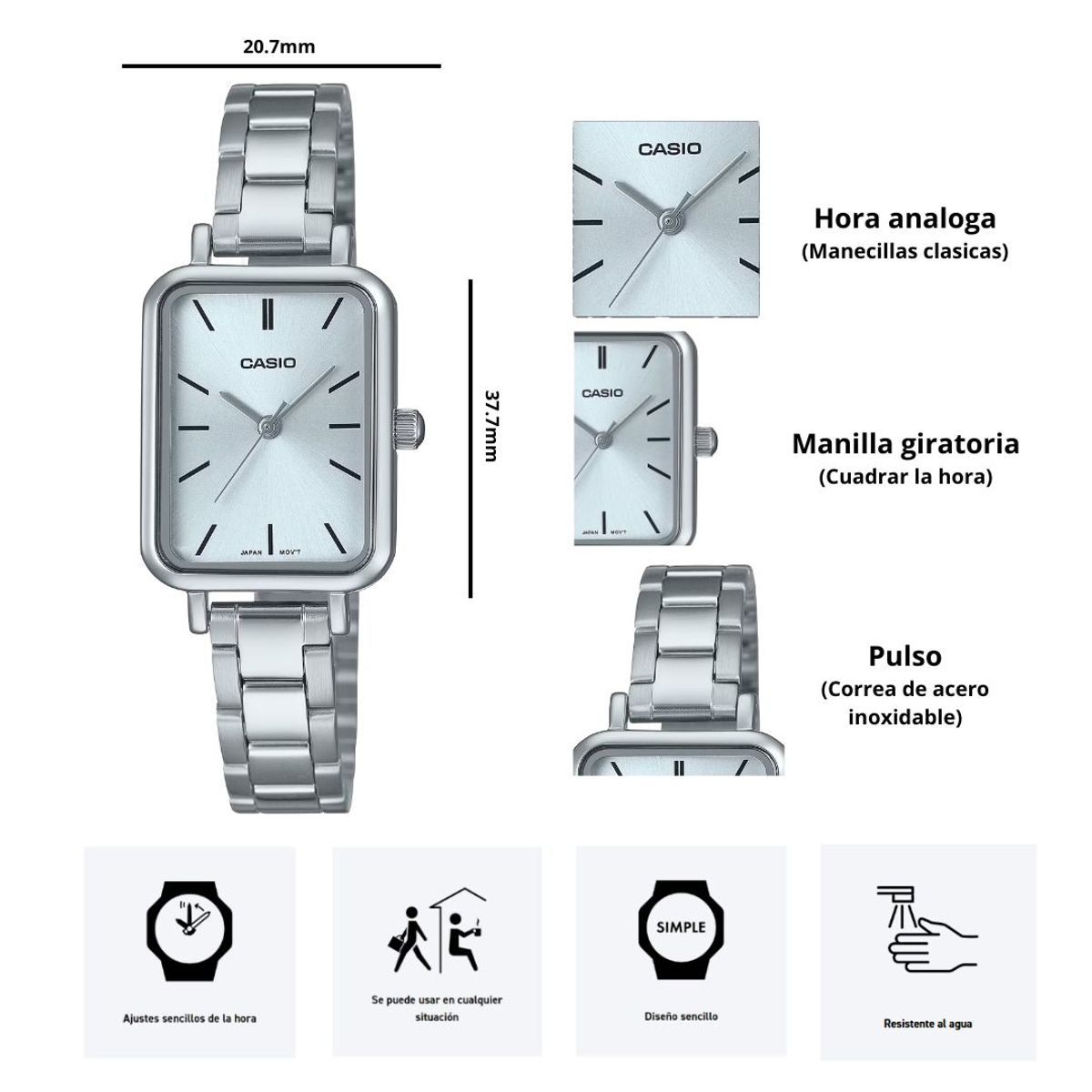 CASIO - Reloj Casio Modelo LTP-V009D-2E Diseño Elegante