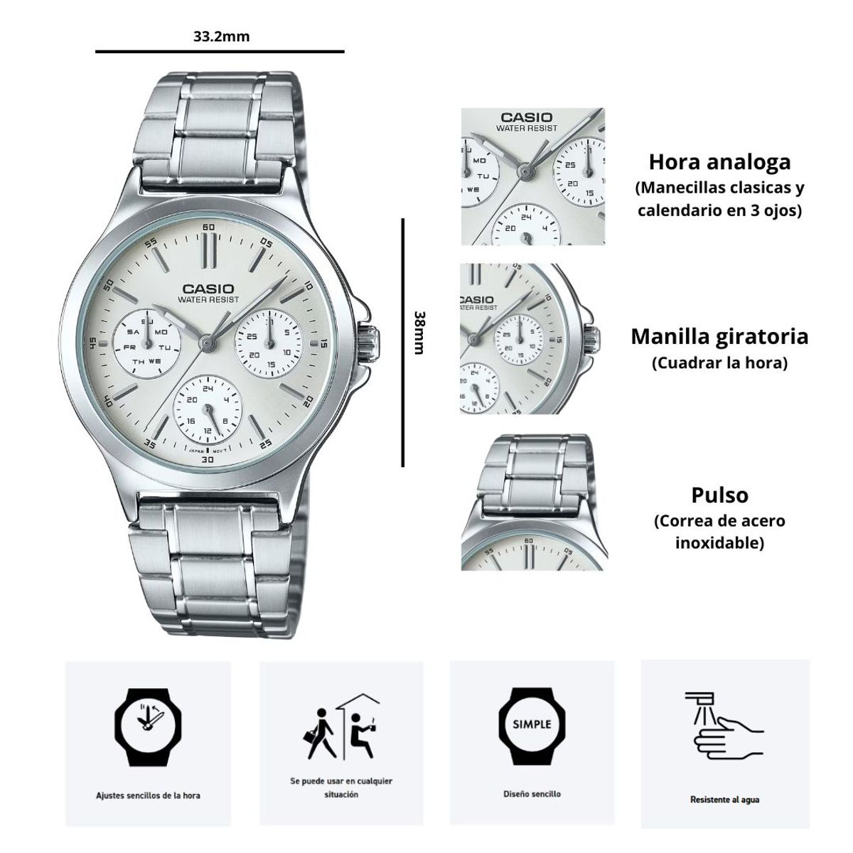 CASIO - Reloj Casio Referencia LTP-V300D-7A Diseño Elegante