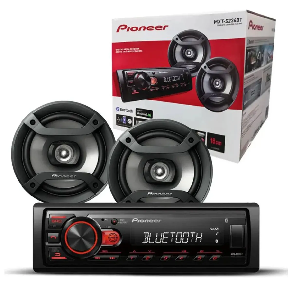 PIONEER - Combo Radio Carro USB Bluetooth Y Parlantes 6 Pulg Pioneer MXT-S236BT