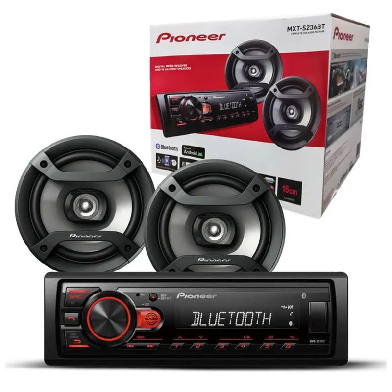 PIONEER - Combo Radio Carro USB Bluetooth Y Parlantes 6 Pulg Pioneer MXT-S236BT