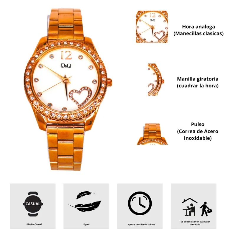Q&Q - Reloj Q&Q Q67A-501PY Diseño Casual