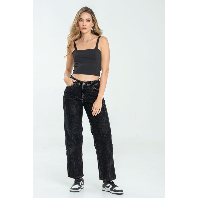 RAGGED - Jeans mom velvet black Negro Ragged