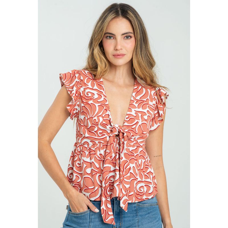 RAGGED - Blusa samantha Rojo carnauba Ragged
