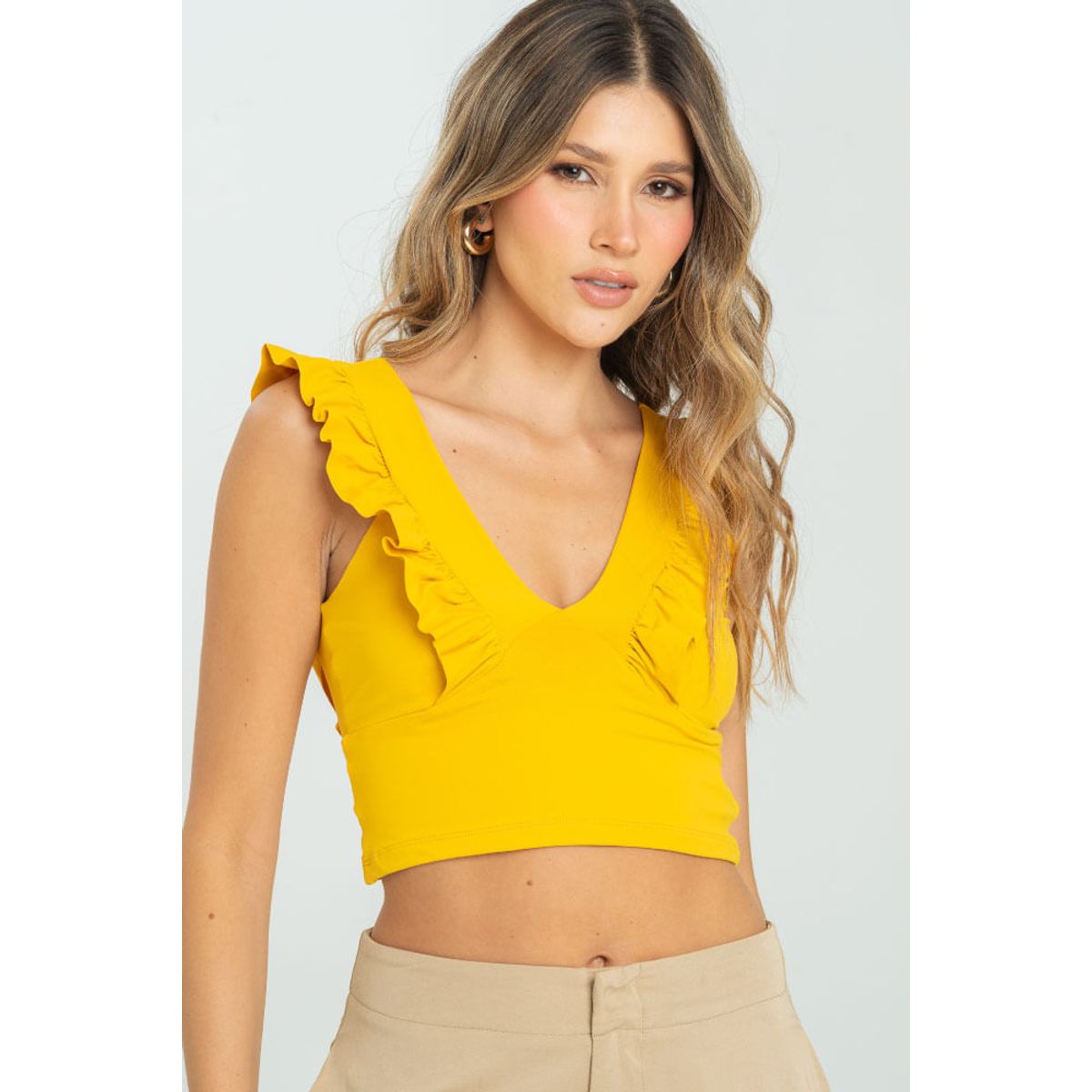 RAGGED - Crop top hattie Amarillo mostaza Ragged