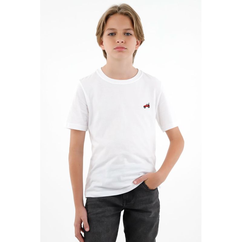 TENNIS - Camiseta blanca con bordado tejido para niño