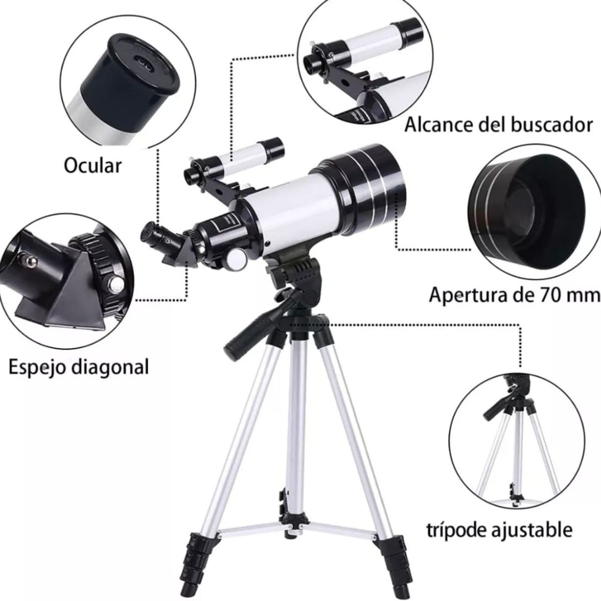 GENERICO - Telescopio Astronómico Monocular Con Tripode blanco