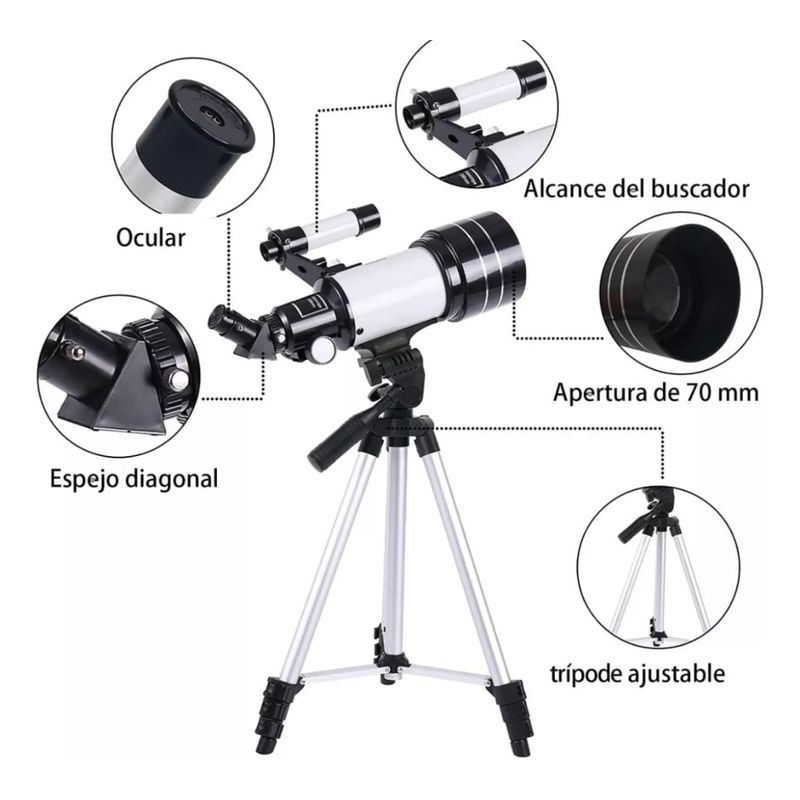 GENERICO - Telescopio Astronómico Monocular Con Tripode blanco