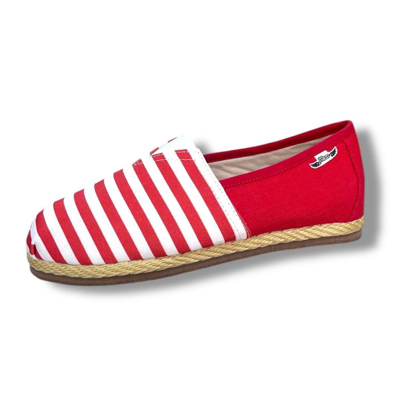 XIAN SHOES - Alpargata yute mujer rayas rojas roja 25