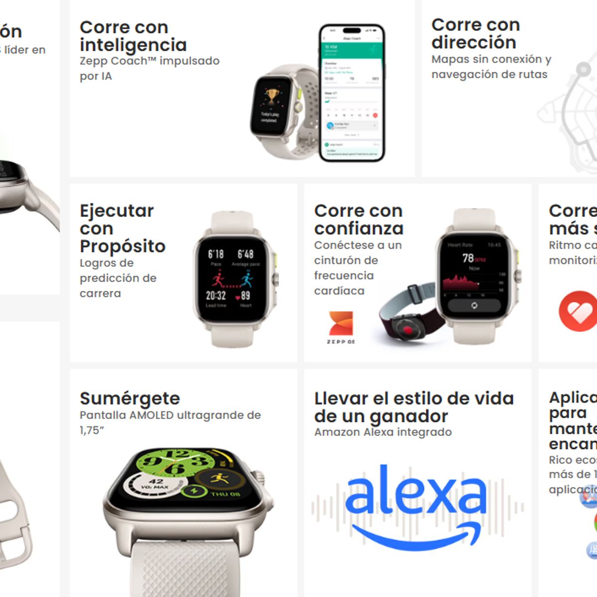 AMAZFIT - Amazfit Cheetah Square 175  Smartwatch Crema 50atm Dual Gps