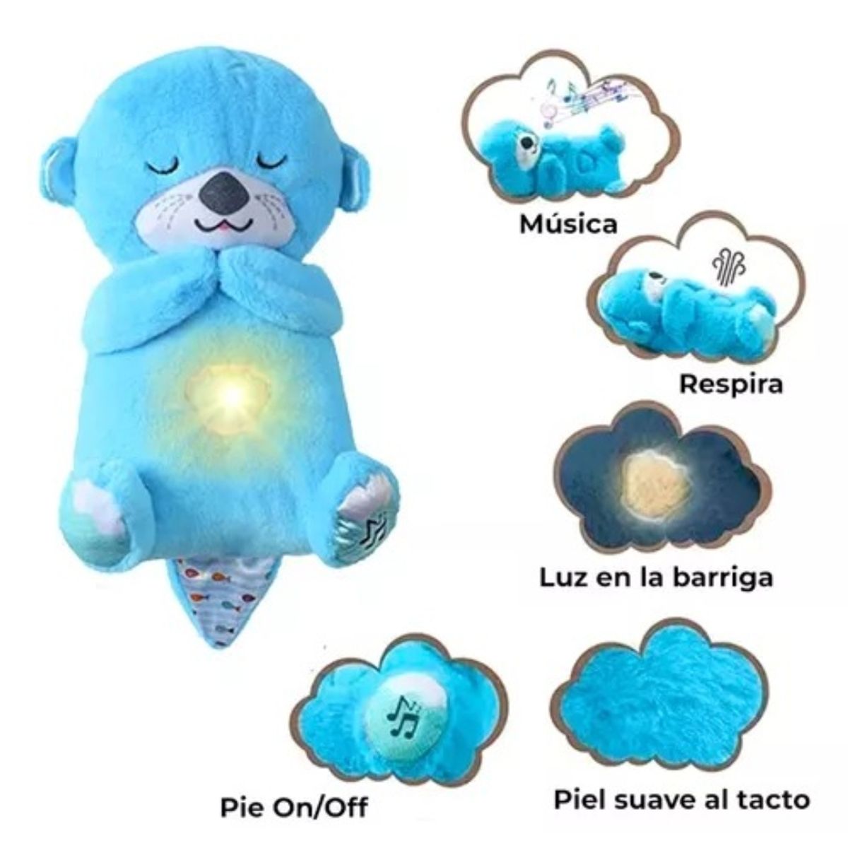GENERICO - Peluche Nutria Musical Movimientos y Luces Para Bebés azul