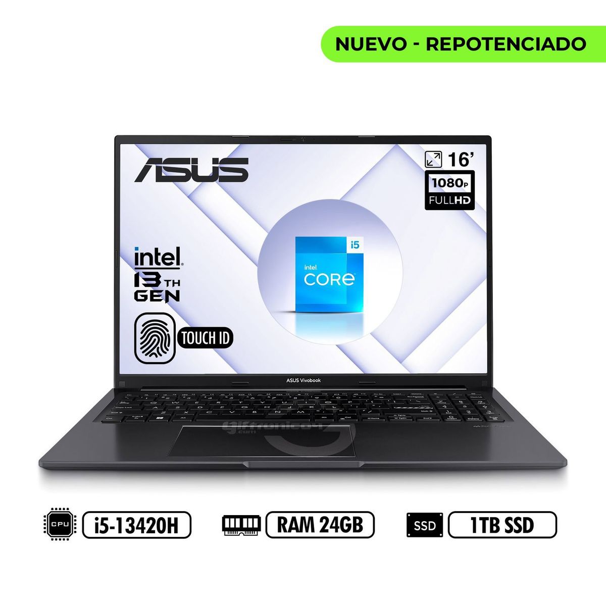 ASUS - Portatil ASUS Vivobook X1605V Intel i5-13420H RAM 24GB DDR4 1TB SSD Black