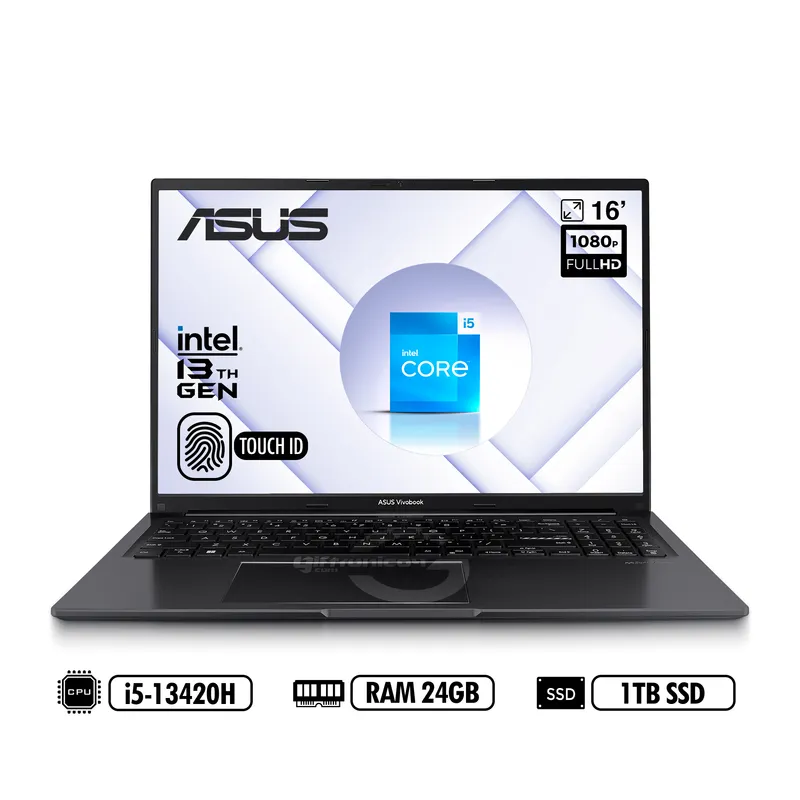 ASUS - Portatil ASUS Vivobook X1605V Intel i5-13420H RAM 24GB DDR4 1TB SSD Black