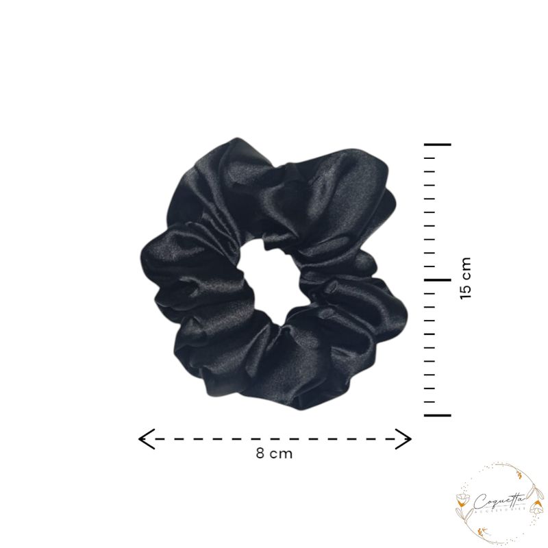 GENERICO - Pack x4 Moñas Scrunchie en satín premium licrado color Negro