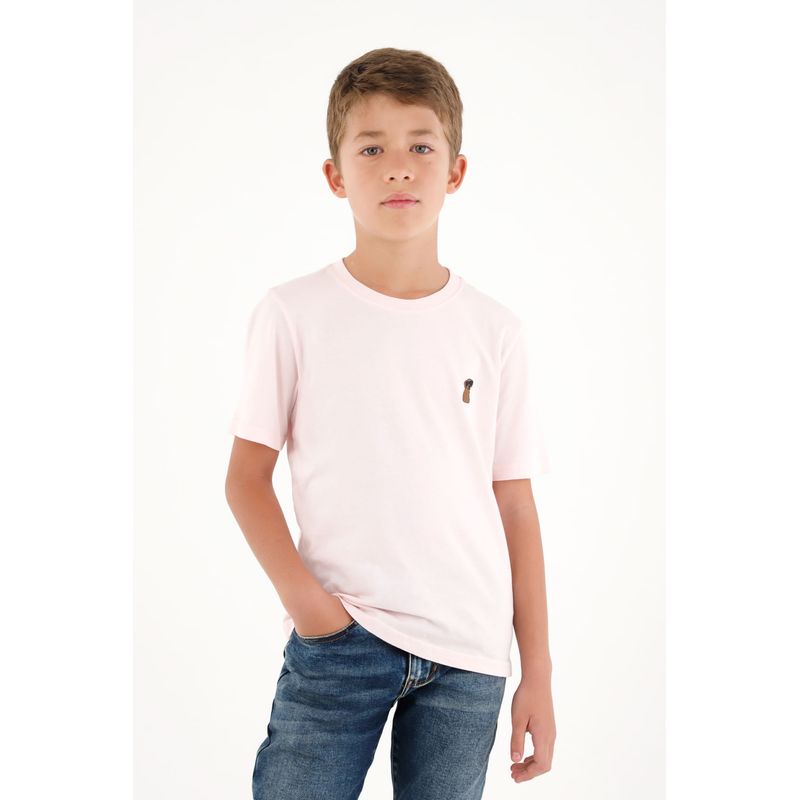TENNIS - Camiseta con bordado localizado rosada para niño