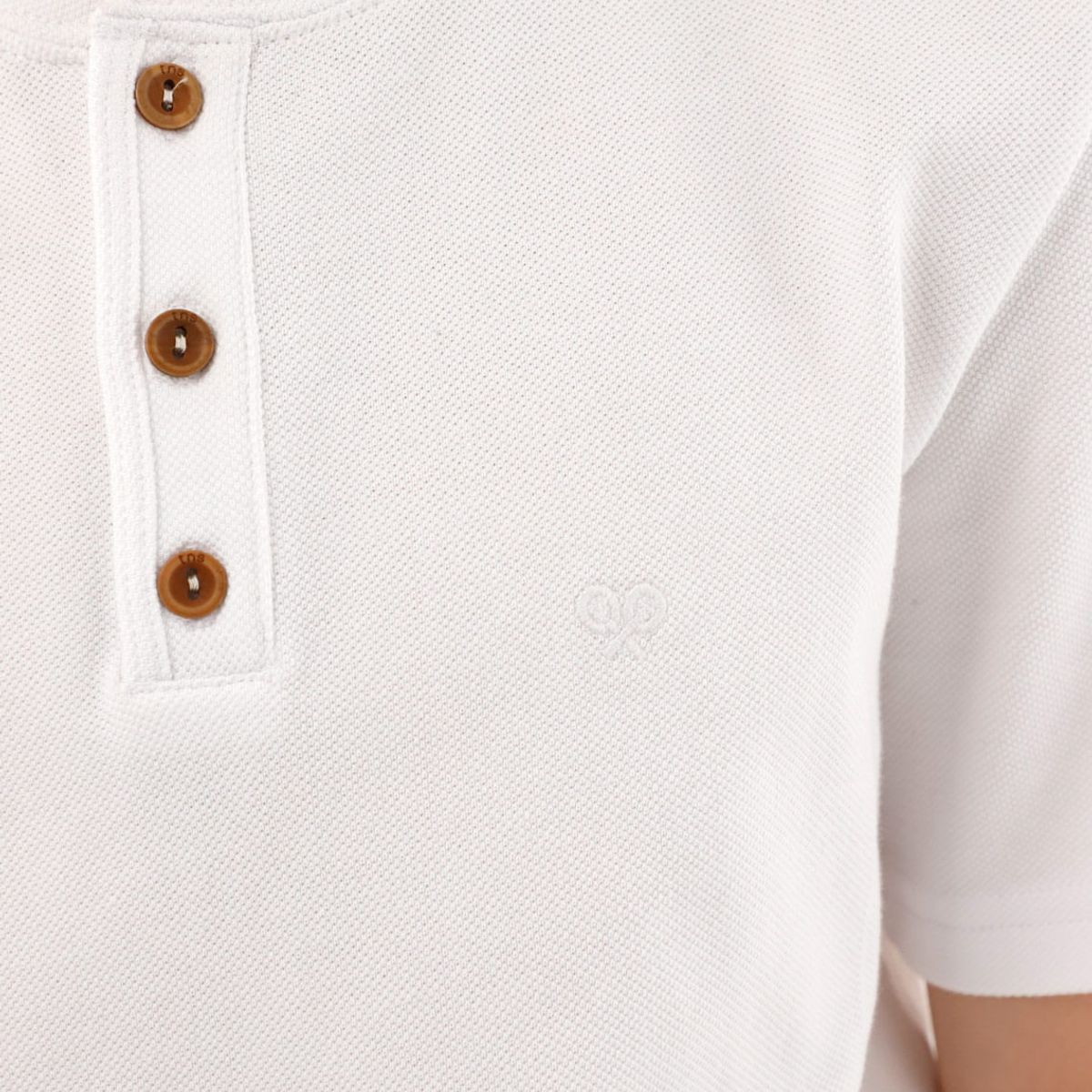TENNIS - Camiseta blanca con perilla de botones para niño