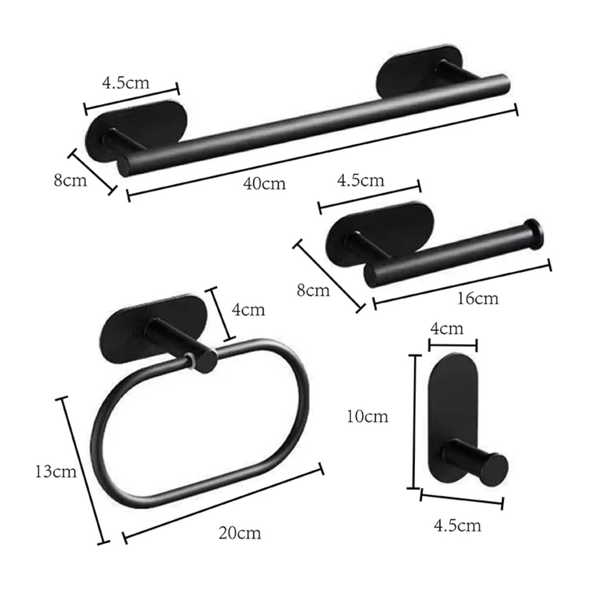 GENERICO - Set Juego Accesorios Baño Acero Negra Cepillada 4 Piezas Adhesiva