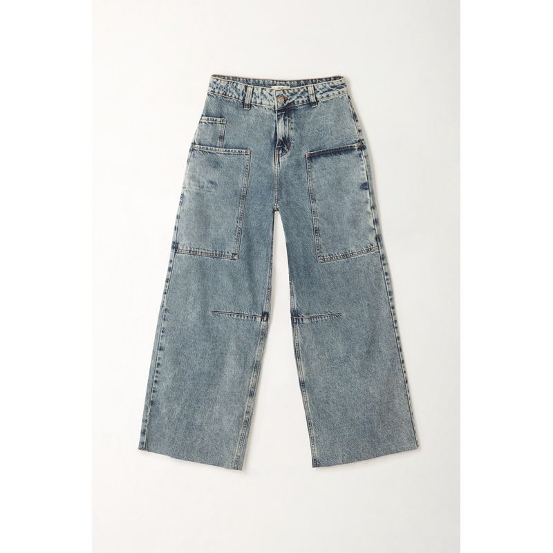 TOPMARK - Jean Wide Leg tiro alto azul para mujer