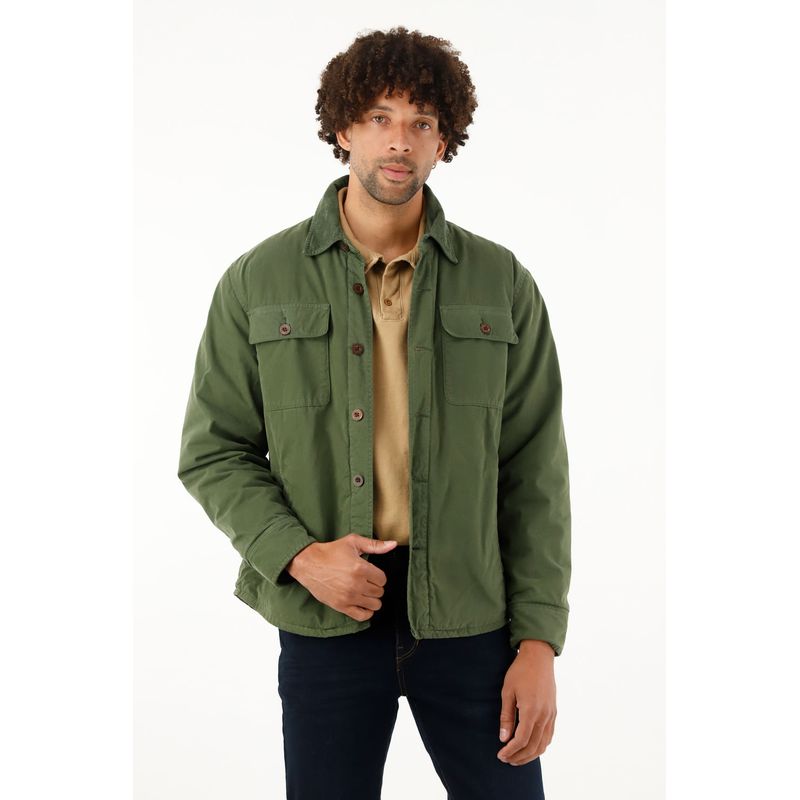 TENNIS - Chaqueta con bolsillos de parche verde para hombre