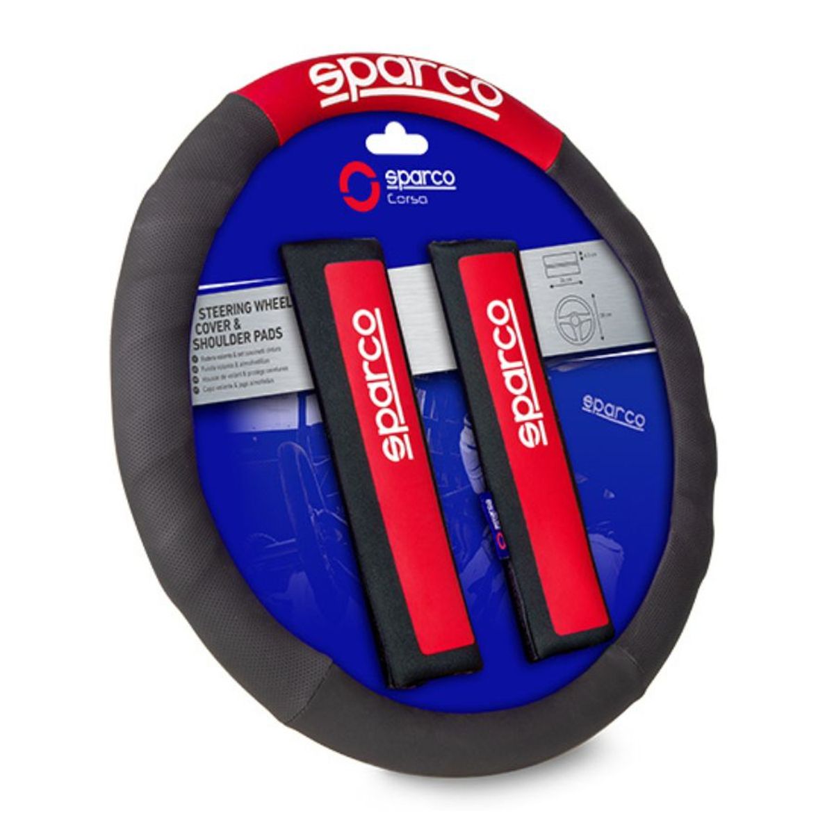 SPARCO - Funda Cubre Volante + Cubre Cinturon Rojo Sparco SPC1111KRD