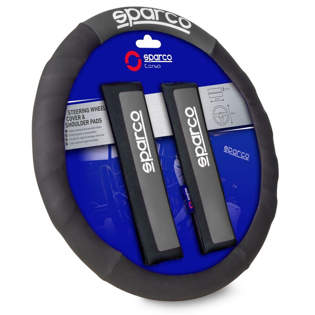 SPARCO - Funda Cubre Volante + Cubre Cinturon Gris Sparco SPC1111KGR