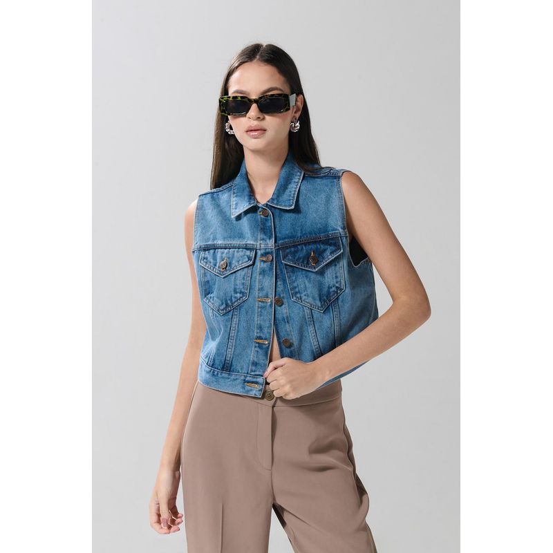 KOAJ - KOAJ CHALECO JEAN CROPPED MUJER