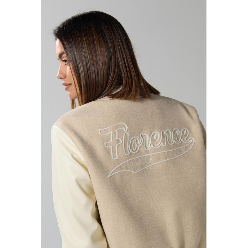 KOAJ - KOAJ Chaqueta crema bomber college con mangas en contraste MUJER