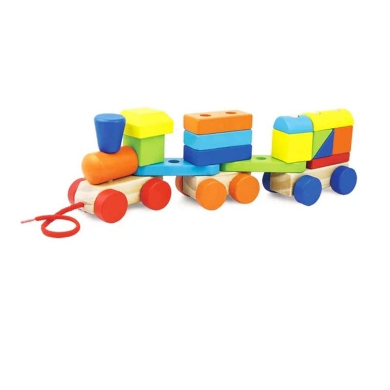 JUGANDO Y EDUCANDO - Juego Didáctico Tren De Bloques De Madera Para Niños
