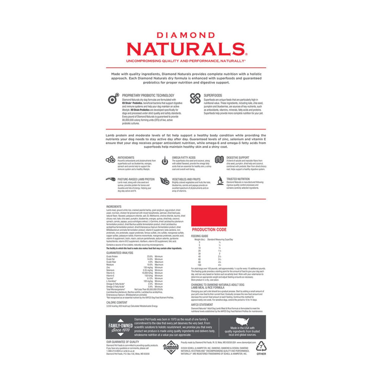 DIAMOND NATURALS - Diamond Naturals Adult Lamb & Rice 6 lb