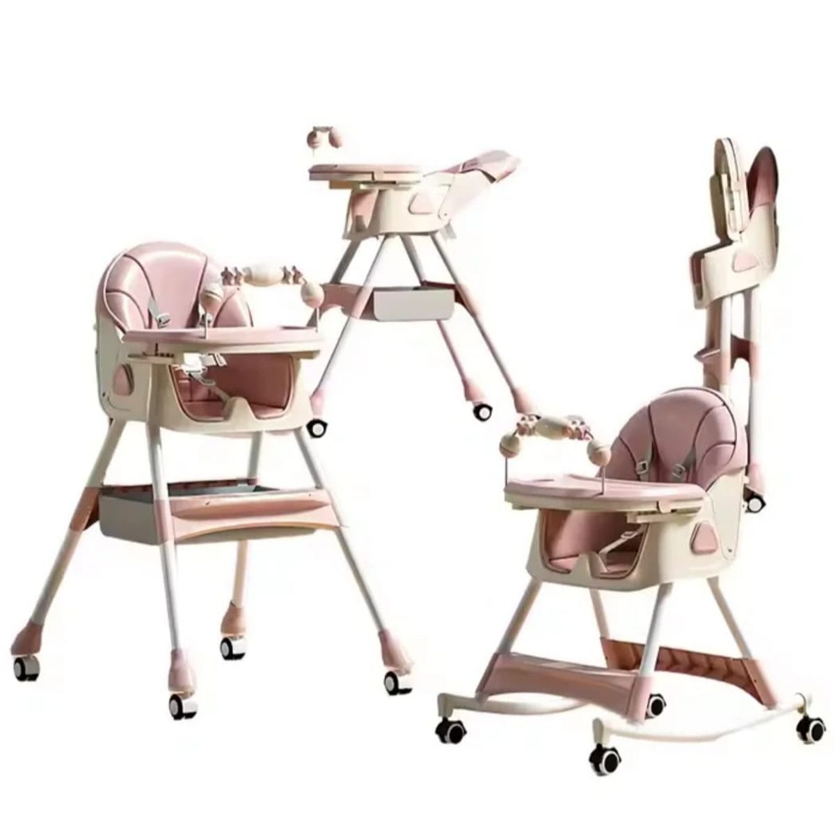 GENERICO - Silla Comedor Mecedora De Bebe Reclinable Plegable Ruedas