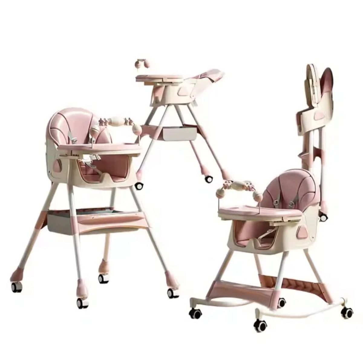 GENERICO - Silla Comedor Mecedora De Bebe Reclinable Plegable Ruedas