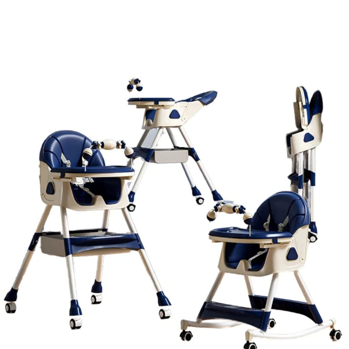 GENERICO - Silla Comedor Mecedora De Bebe Reclinable Plegable Ruedas
