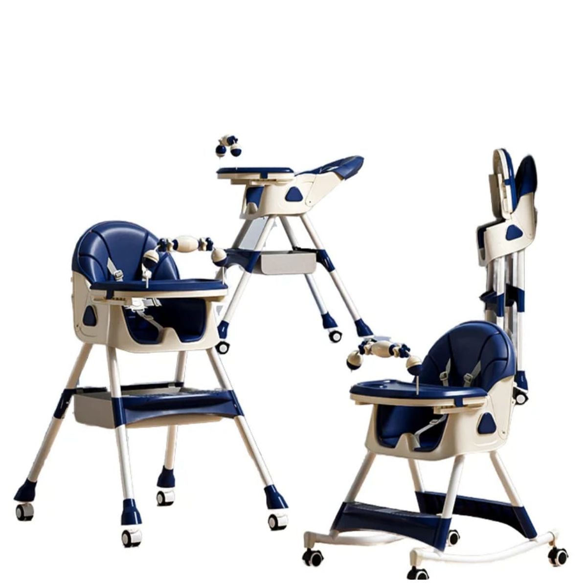 GENERICO - Silla Comedor Mecedora De Bebe Reclinable Plegable Ruedas