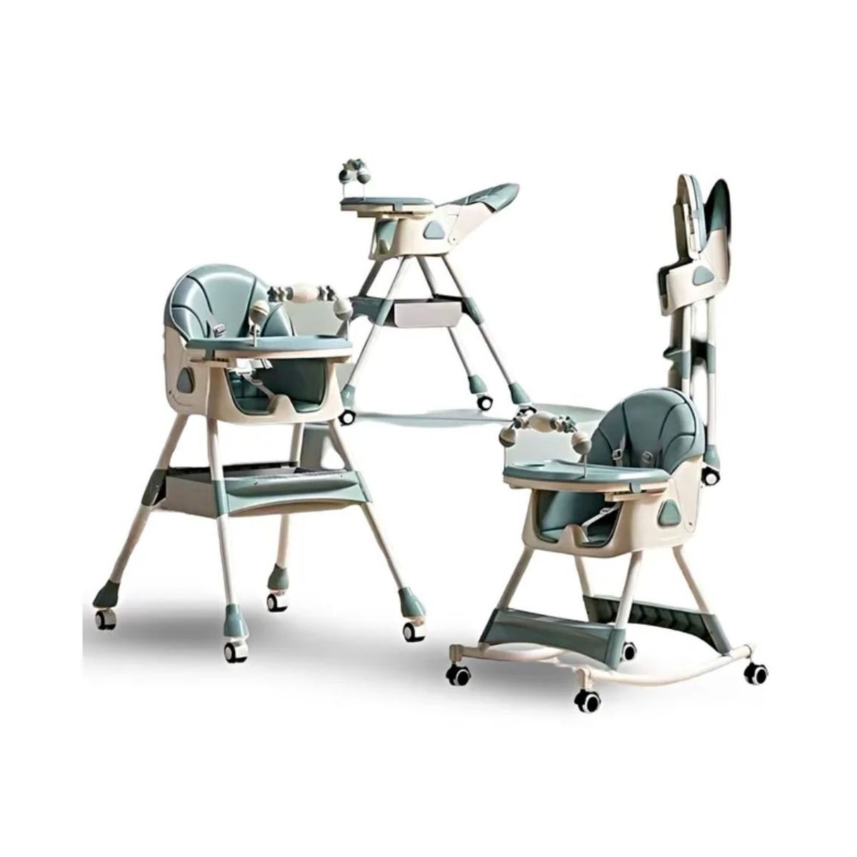 GENERICO - Silla Comedor Mecedora De Bebe Reclinable Plegable Ruedas