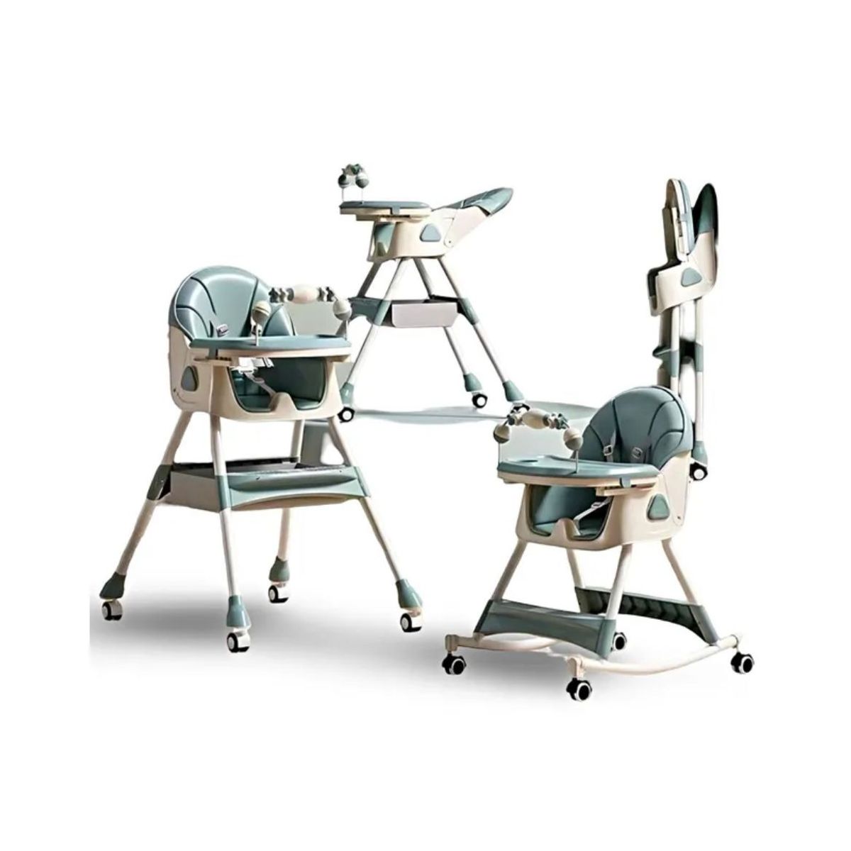 GENERICO - Silla Comedor Mecedora De Bebe Reclinable Plegable Ruedas