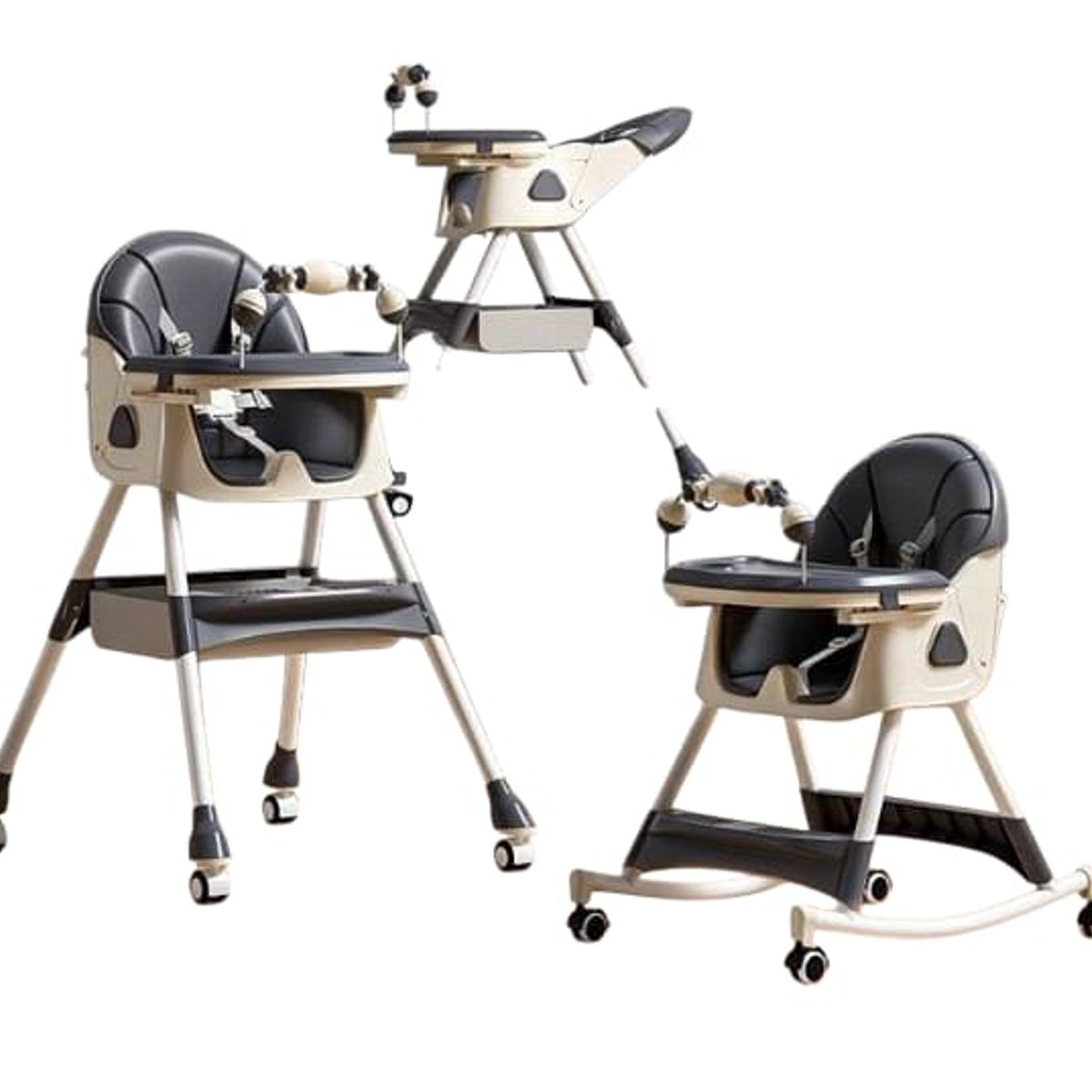 GENERICO - Silla Comedor Mecedora De Bebe Reclinable Plegable Ruedas