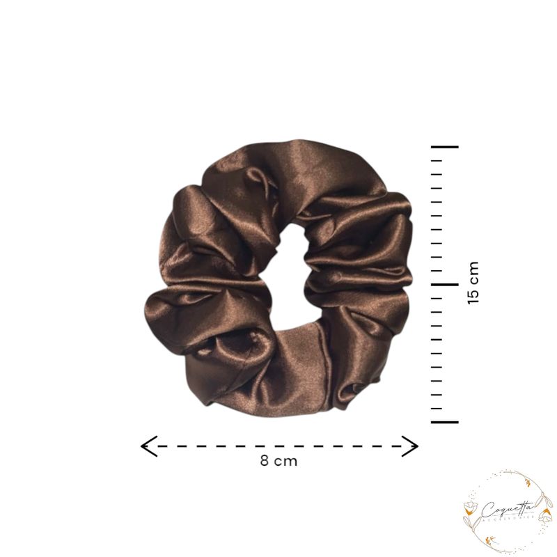 GENERICO - Pack x4 Moñas Scrunchie en satín premium licrado color Cafe