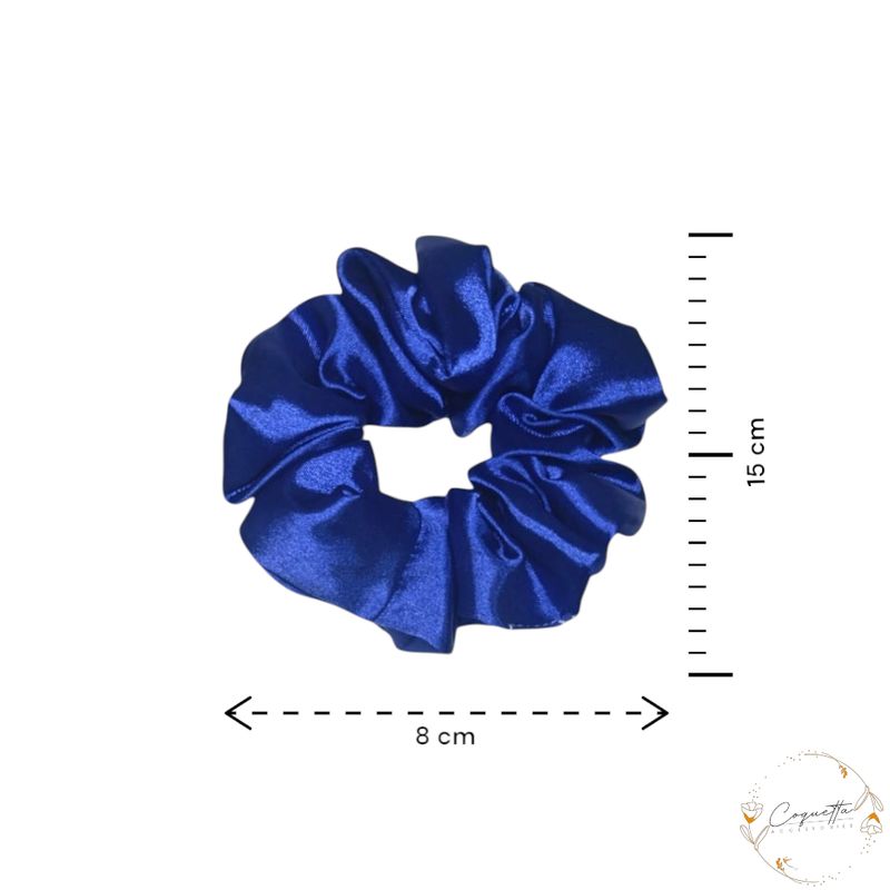 GENERICO - Pack x4 Moñas Scrunchie en satín premium licrado color Azul
