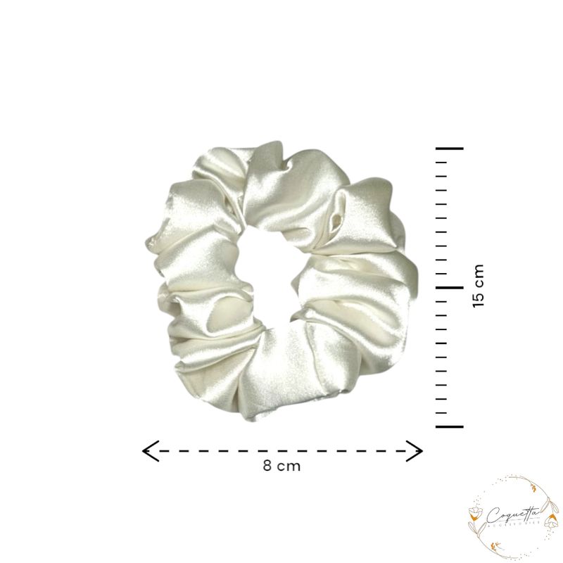 GENERICO - Pack x4 Moñas Scrunchie en satín premium licrado color Blanco Perla
