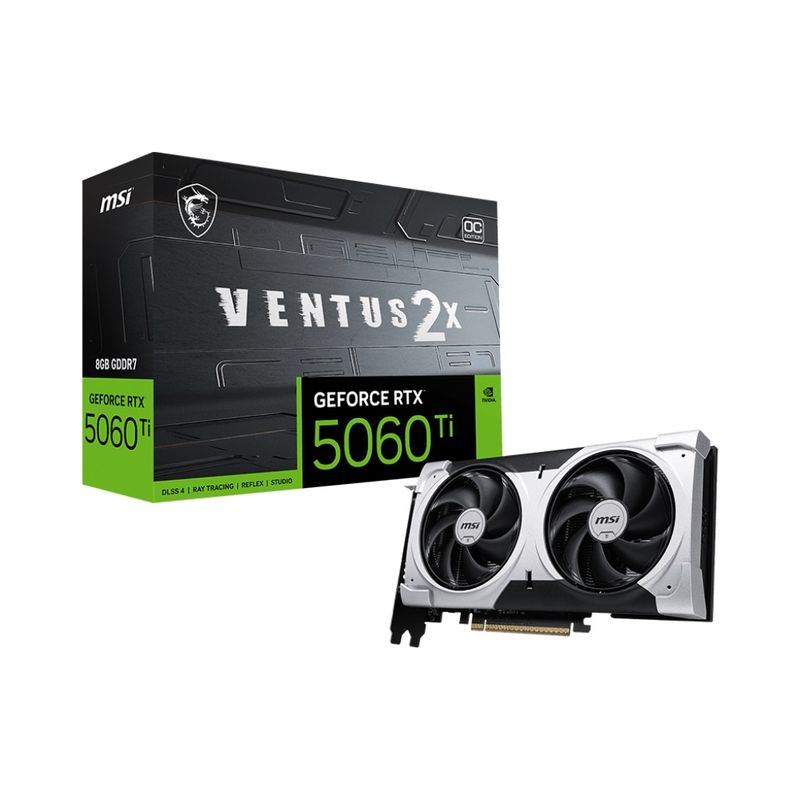 MSI - Tarjeta Gráfica MSI GeForce RTX 5060 Ti Ventus 2X OC Plus 8GB GDDR7