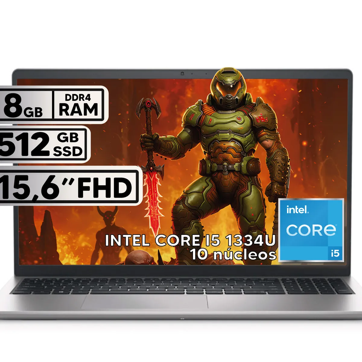 DELL - PORTÁTIL DELL INTEL CORE I5 1334U 512GB SSD  8GB RAM 15,6" FHD PLATINUM SILVER