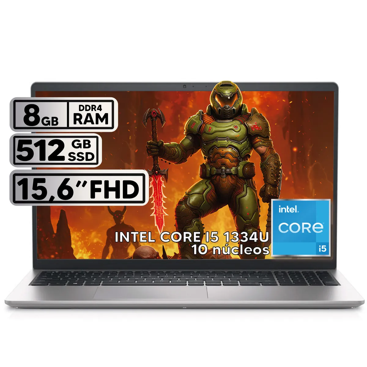 DELL - PORTÁTIL DELL INTEL CORE I5 1334U 512GB SSD  8GB RAM 15,6" FHD PLATINUM SILVER