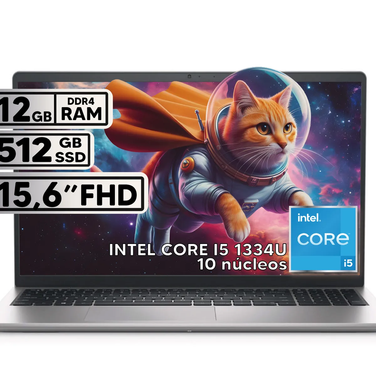 DELL - PORTÁTIL DELL INTEL CORE I5 1334U 512GB SSD 12GB RAM 156 FHD PLATINUM SILVER