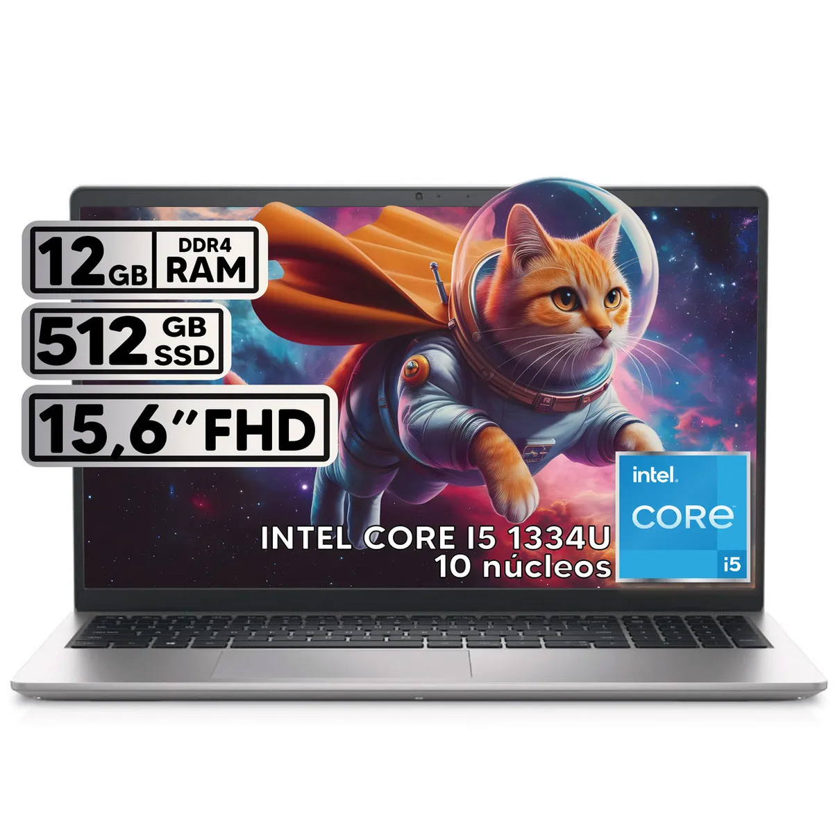 DELL - PORTÁTIL DELL INTEL CORE I5 1334U 512GB SSD 12GB RAM 156 FHD PLATINUM SILVER