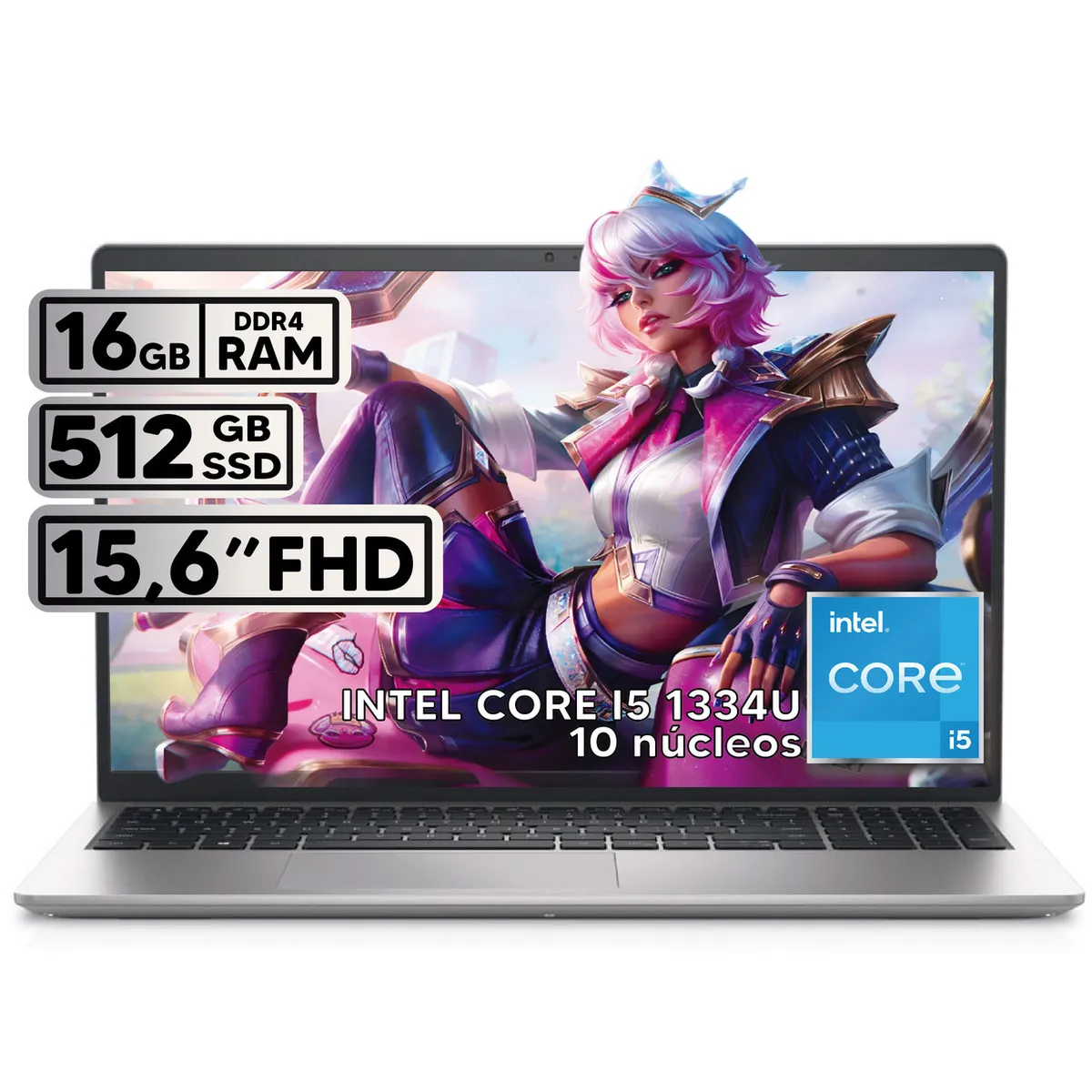 DELL - PORTÁTIL DELL INTEL CORE I5 1334U 512GB SSD 16GB RAM 156 FHD PLATINUM SILVER
