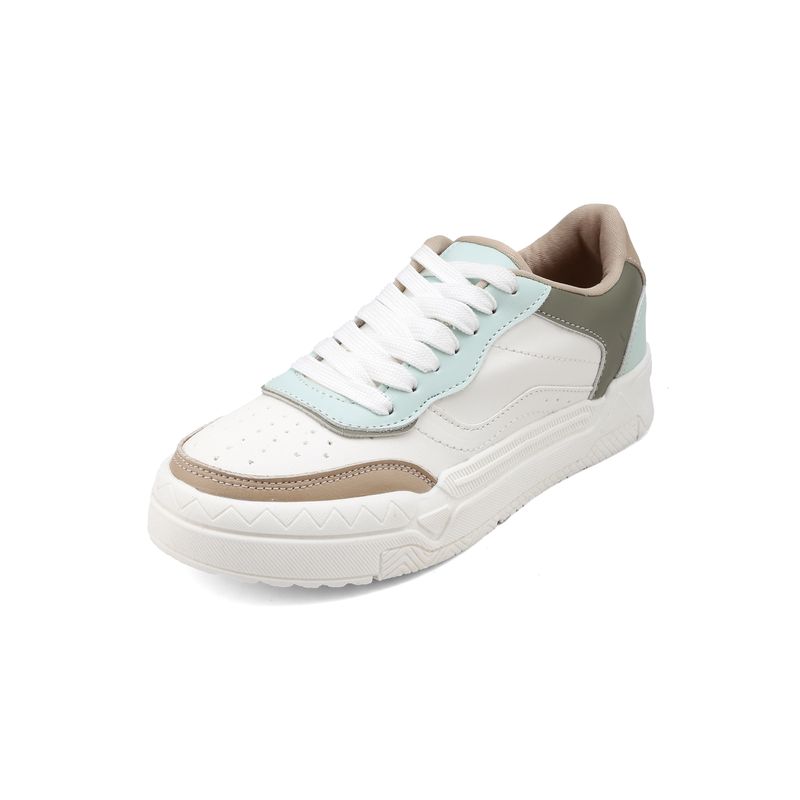 SEVENTEEN - TENIS BLANCOS CON APLIQUES BEIGES Y VERDES SEVENTEEN SAMBA