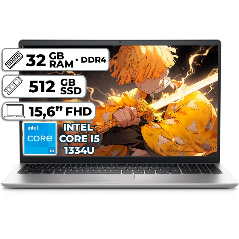 DELL - PORTÁTIL DELL INSPIRON 3530 INTEL CORE I5 1334U 512GB SSD 32GB RAM 15,6" FHD PLATINUM SILVER