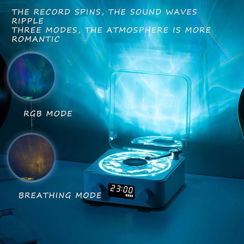GENERICO - Altavoz Bluetooth Inalámbrico Tocadiscos Retro Led Portátil